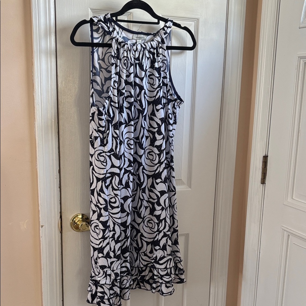 dressbarn Navy and White Floral Mini Dress